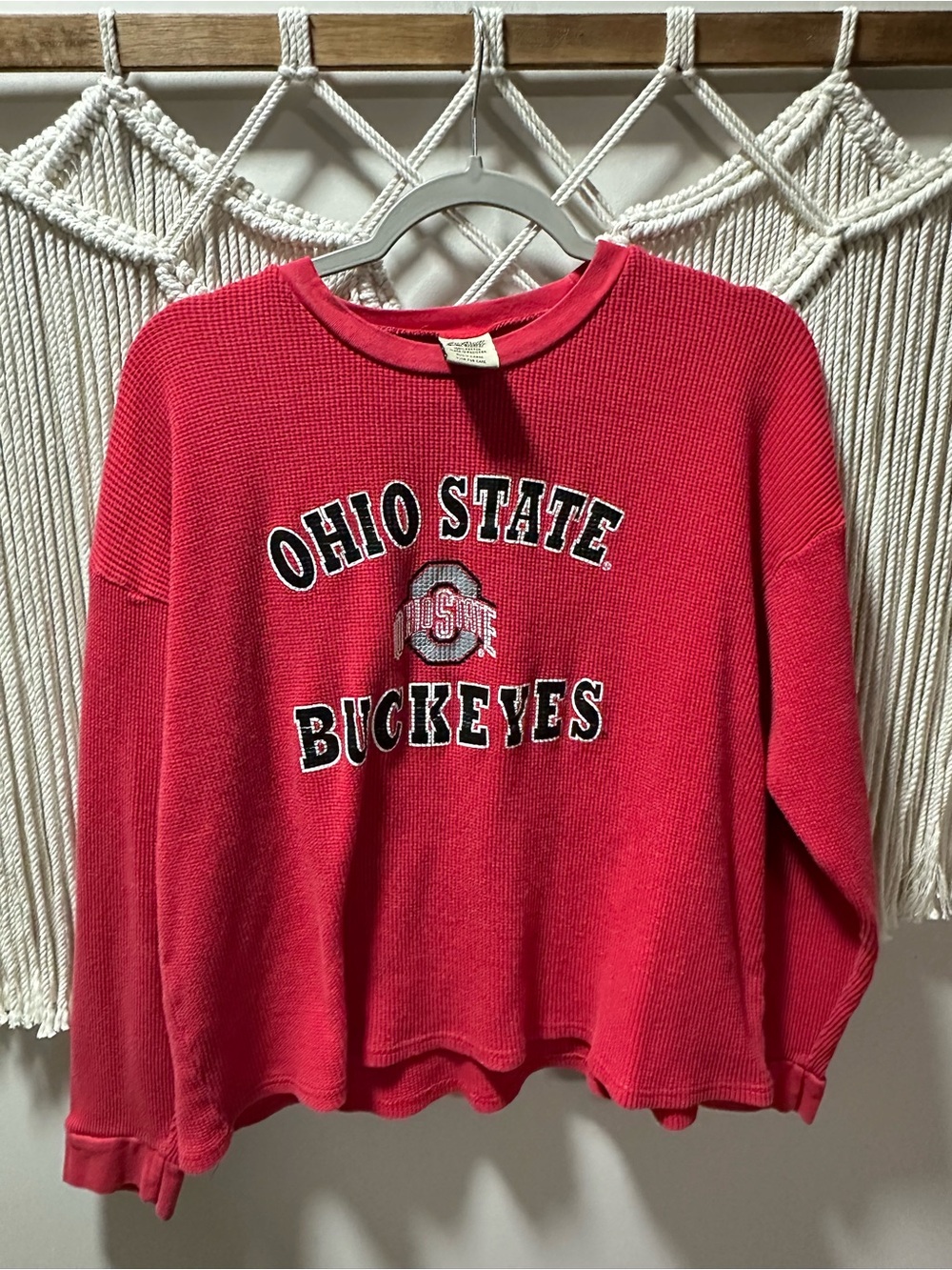 Ohio State Buckeyes Red Long-Sleeve Waffle Knit Tee